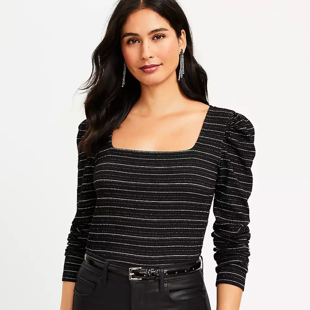 ✨MUST GO✨Loft Metallic Square Neck Blouse